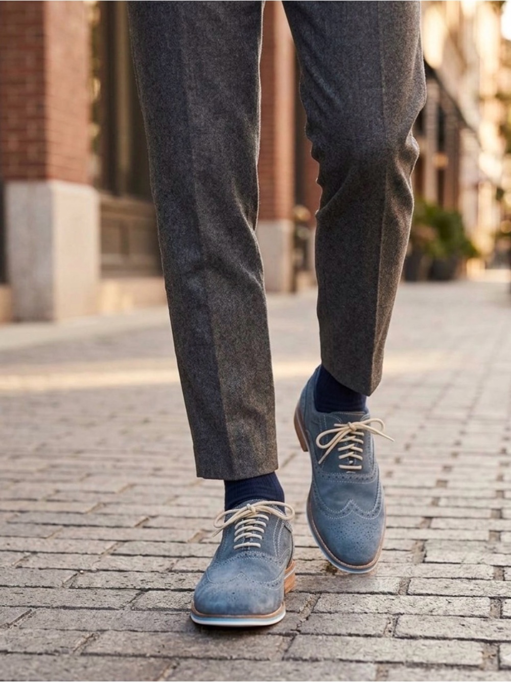 Giorgio Brutini blue suede wing tip shoes